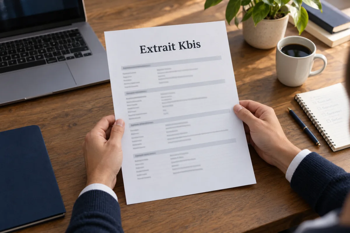 Photo illustrative d’un extrait Kbis examiné pour comparer les services