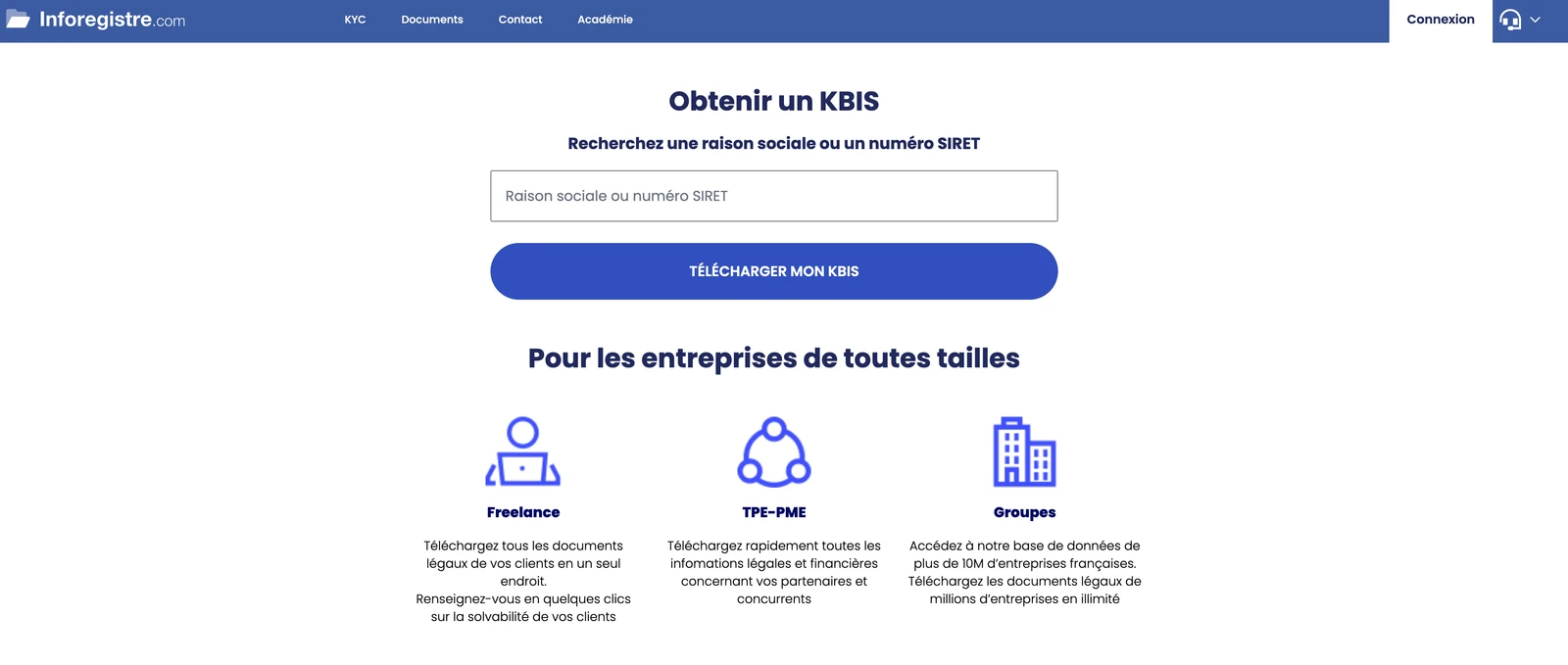 Capture de la page Inforegistre consultée pour notre analyse